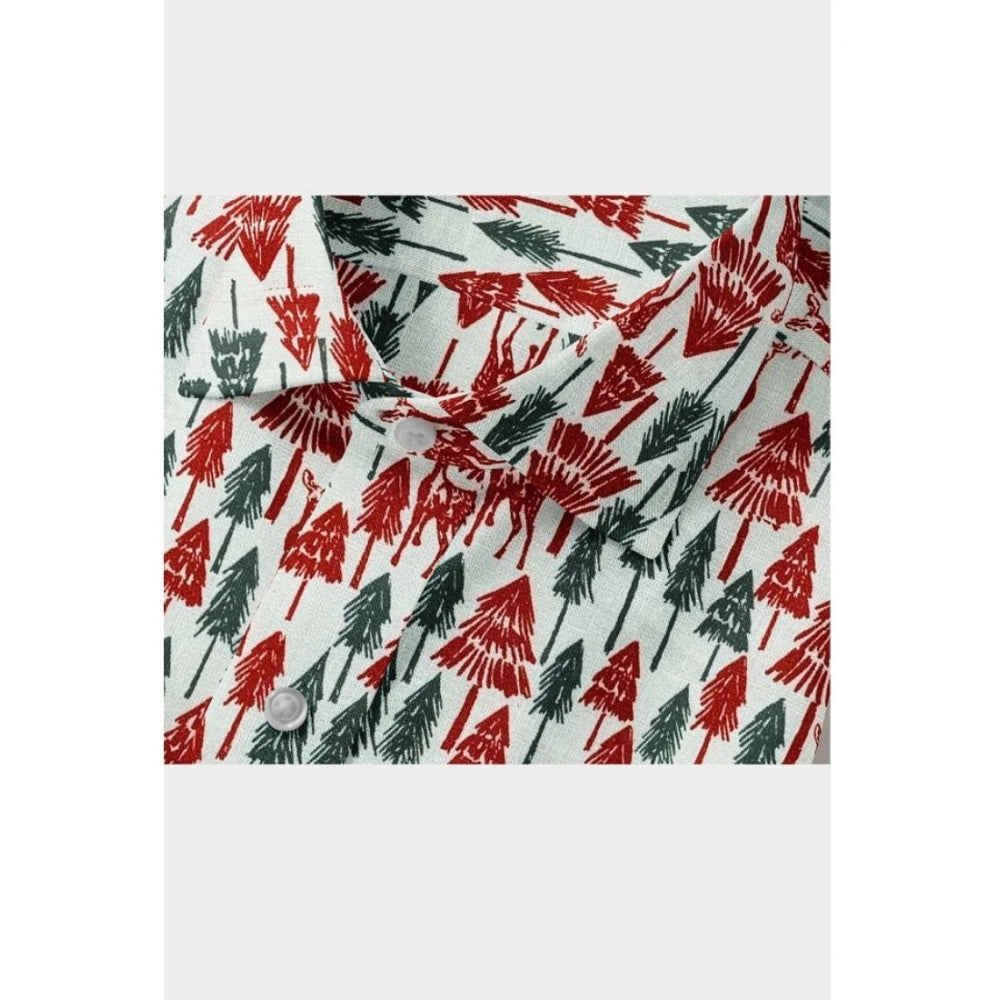 Men'S Cotton Blended Printed Full Sleeve Shirt (Multicolor)