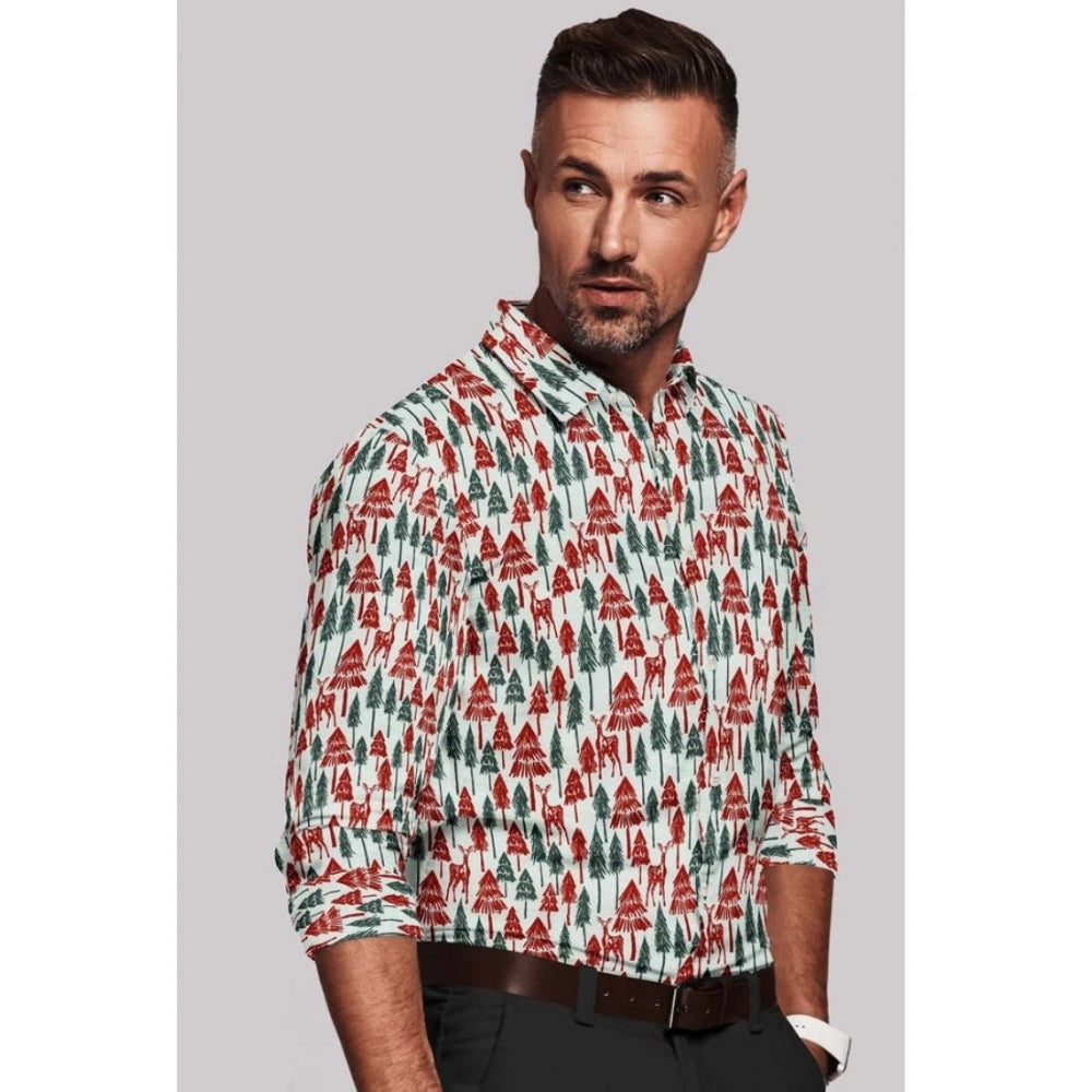 Men'S Cotton Blended Printed Full Sleeve Shirt (Multicolor)