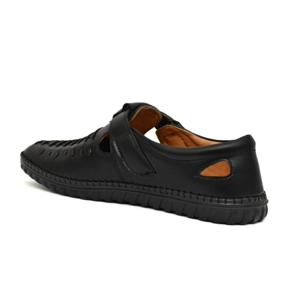 Men'S Faux Leather Sandal (Black)