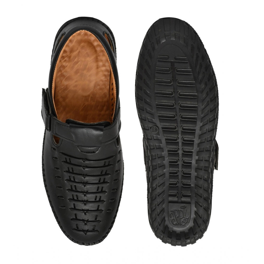 Men'S Faux Leather Sandal (Black)