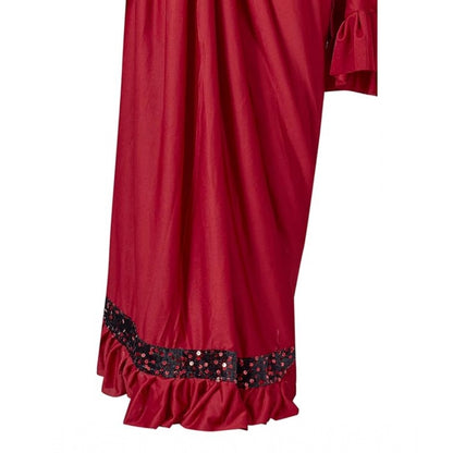 Red Lycra Saree With Unstitched Blouse