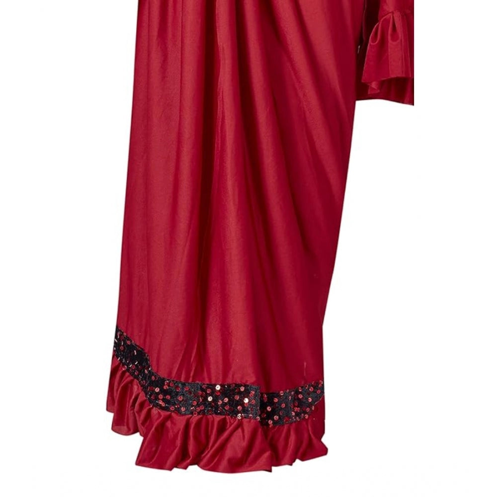 Women'S Lycra Solid Saree With Unstitched Blouse (Red, 5.5 Mtr