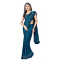 Rama Lycra Saree With Unstitched Blouse