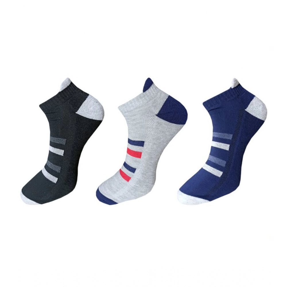 3_Pair Set Unisex Casual Cotton Printed Ankle Length Socks (Mu