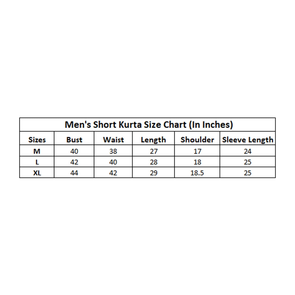 Men'S Cotton Blended Printed Full Sleeve Shortkurta (Multicolo