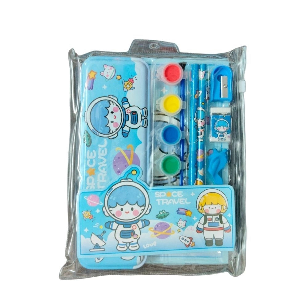 Space Travel Theme Pencil Metal Box Set | Plastic | Stationery | 3+ Ye