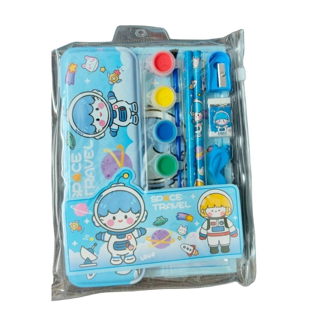 Space Travel Theme Pencil Metal Box Set | Plastic | Stationery | 3+ Ye