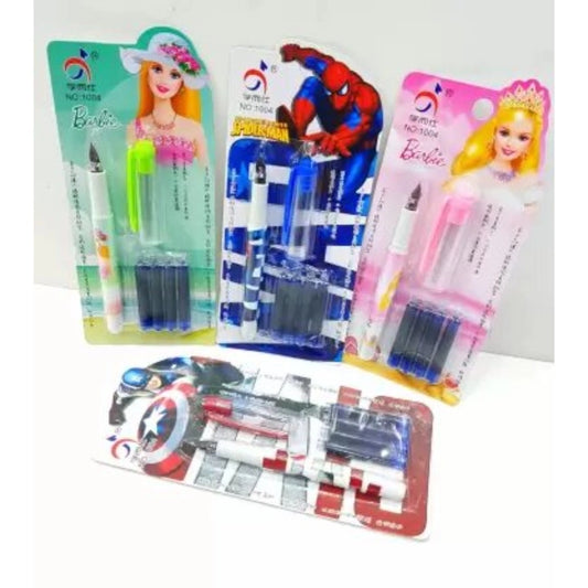 Pack Of_4 Fountain Pen With Four Blue Ink Cartridges | Plastic | Stati