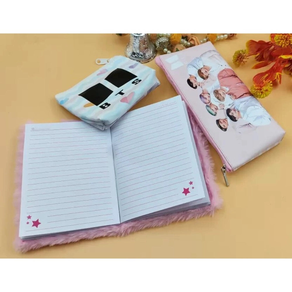Prezzie Villa 3 in 1 Black Pink Stationery Set for Kids in Multicolor
