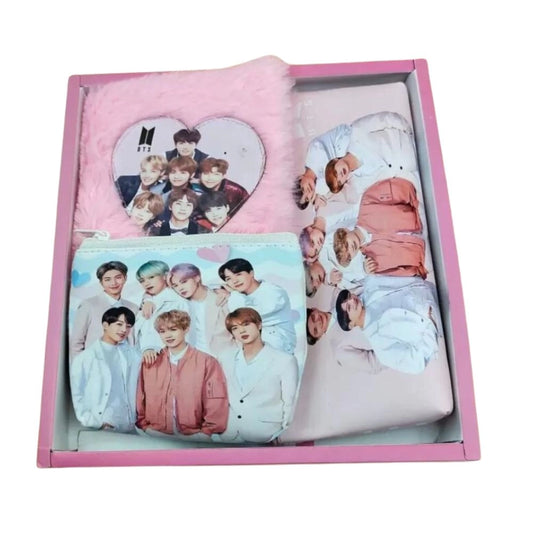 Prezzie Villa 3 In 1 Black Pink Stationery Set For Kids In Multicolor