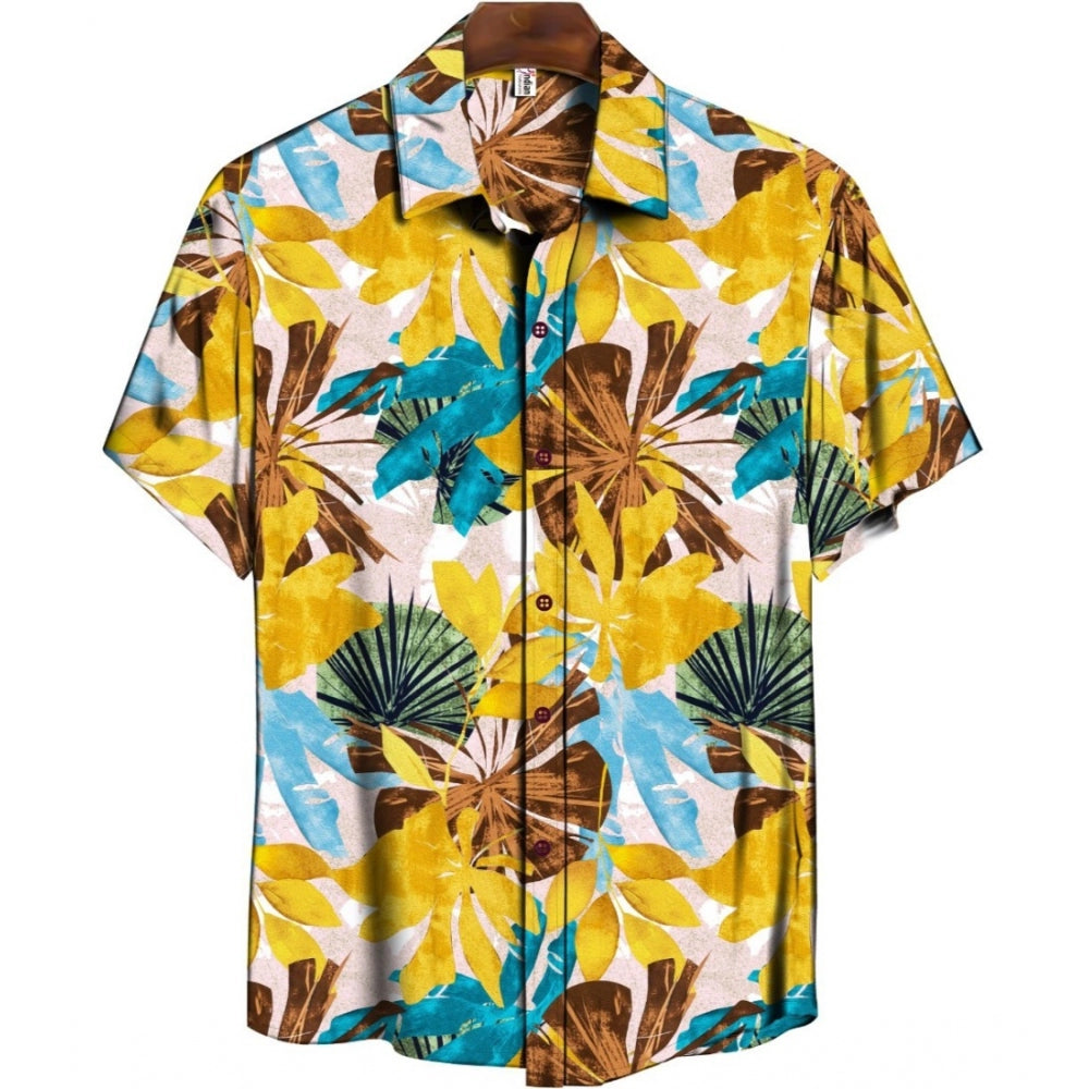Men'S Casual Floral Printed Cotton Blend Unstitched Shirt Fabr