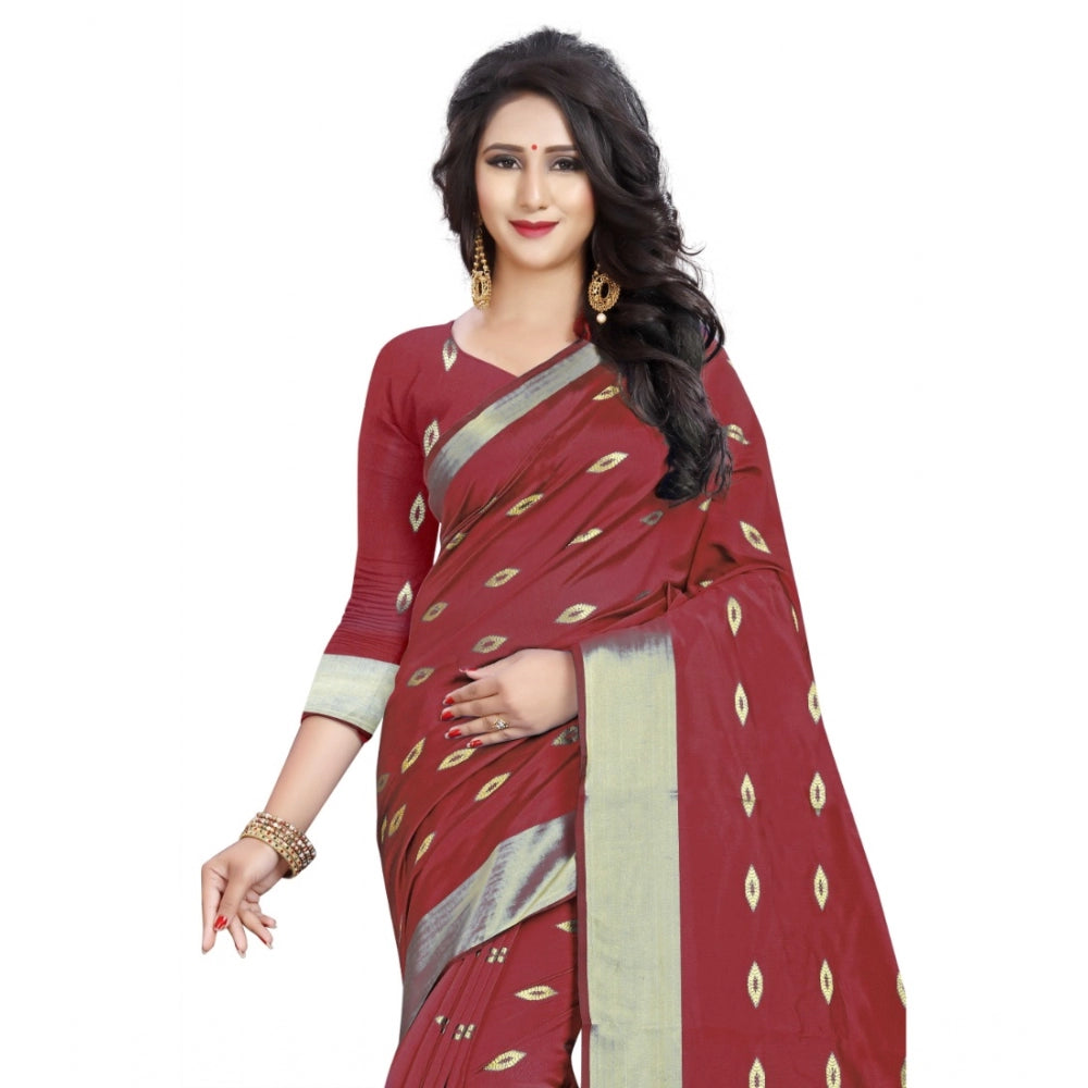 Women'S Silk Blend Woven Saree With Unstitched Blouse 5.5Mtr (