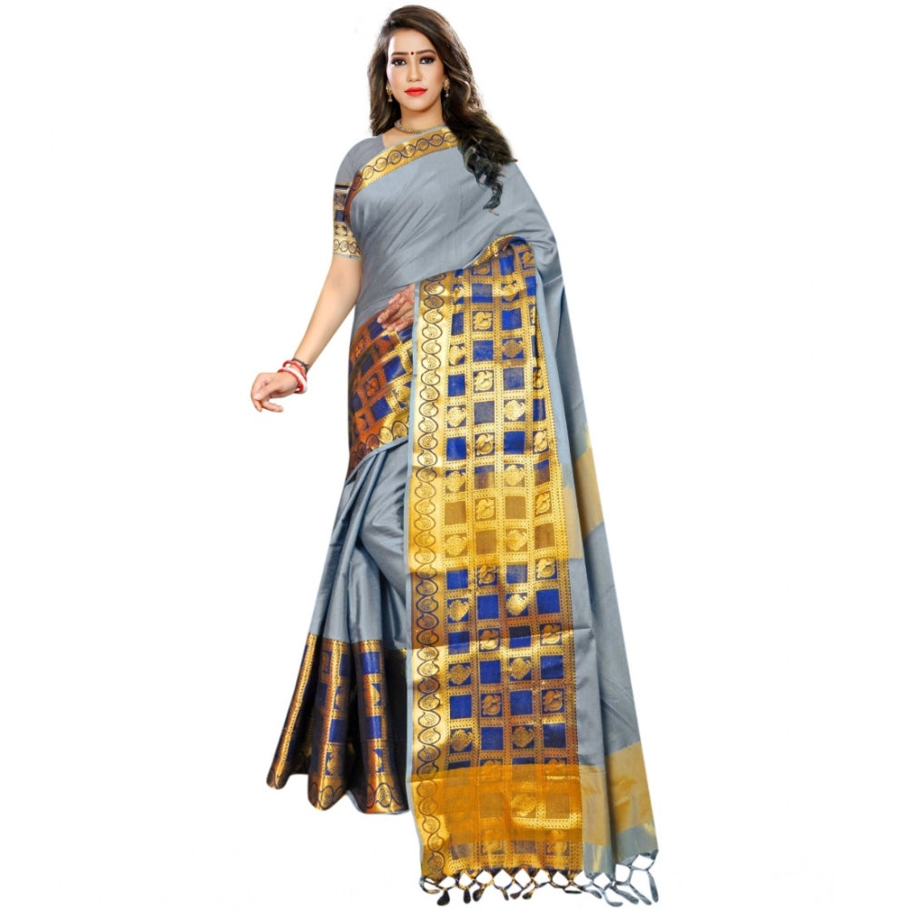 Women'S Jacquard Woven Saree With Unstitched Blouse 5.5Mtr (Li