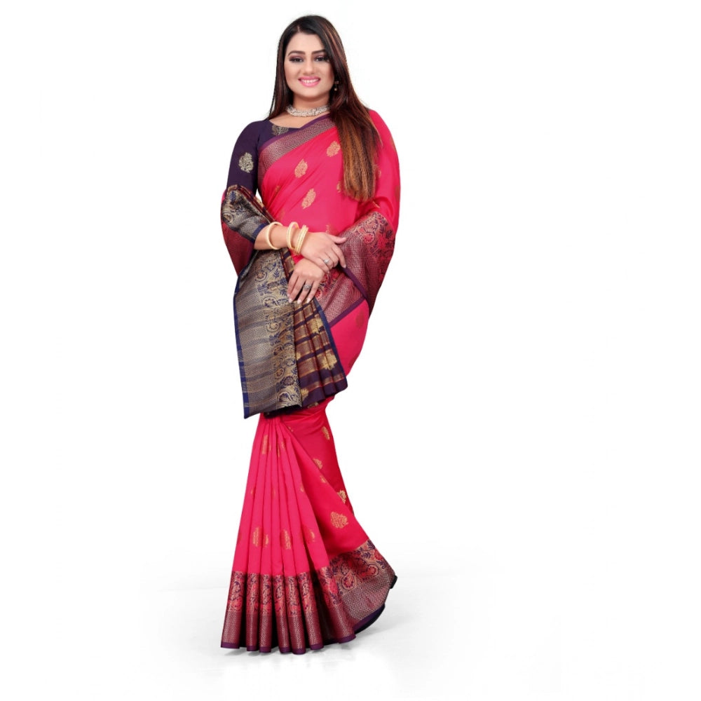 Women'S Silk Blend Woven Saree With Unstitched Blouse 5.5Mtr (