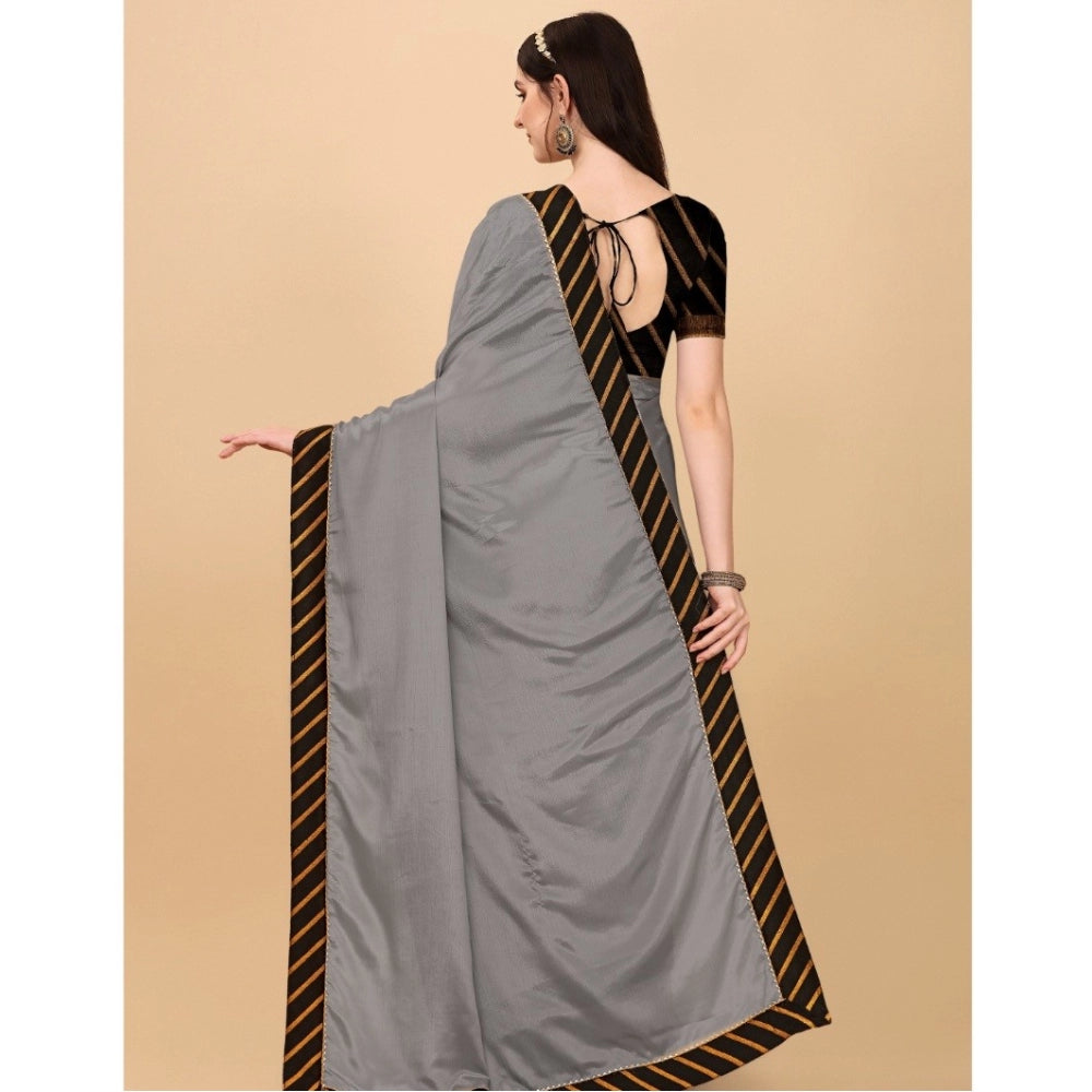 Women'S Chiffon Self Design Saree With Unstitched Blouse 5.5Mt
