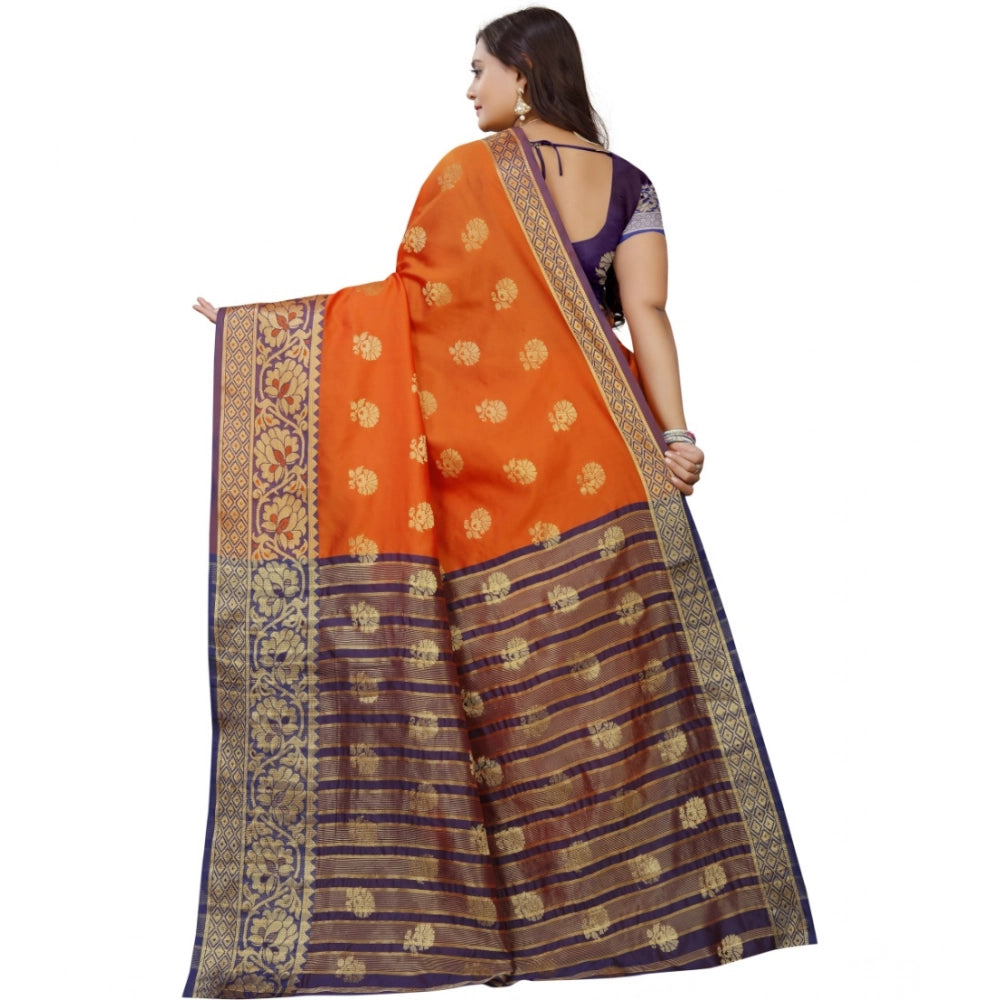 Women'S Silk Blend Woven Saree With Unstitched Blouse 5.5Mtr (