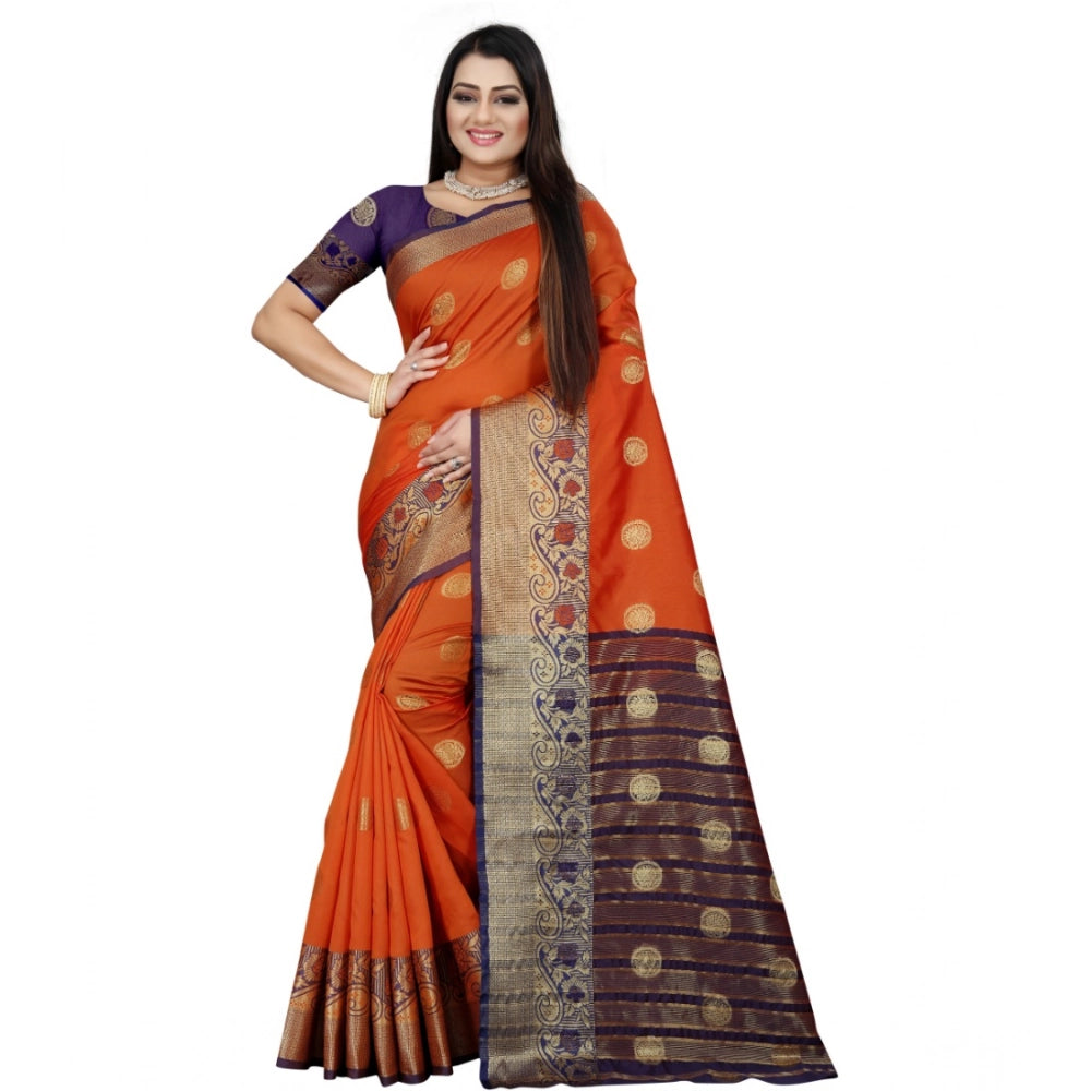 Women'S Silk Blend Woven Saree With Unstitched Blouse 5.5Mtr (