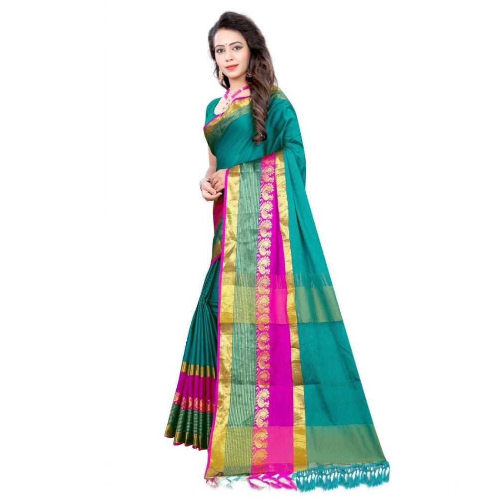 Women'S Jacquard Woven Saree With Unstitched Blouse 5.5Mtr (Da