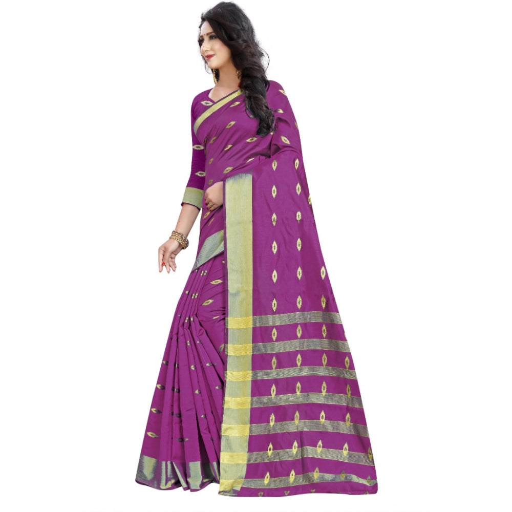 Women'S Silk Blend Woven Saree With Unstitched Blouse 5.5Mtr (