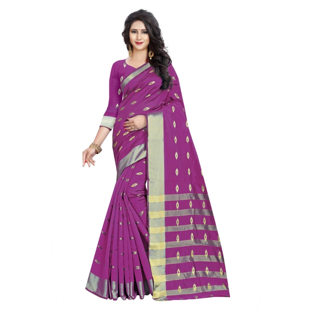 Women'S Silk Blend Woven Saree With Unstitched Blouse 5.5Mtr (