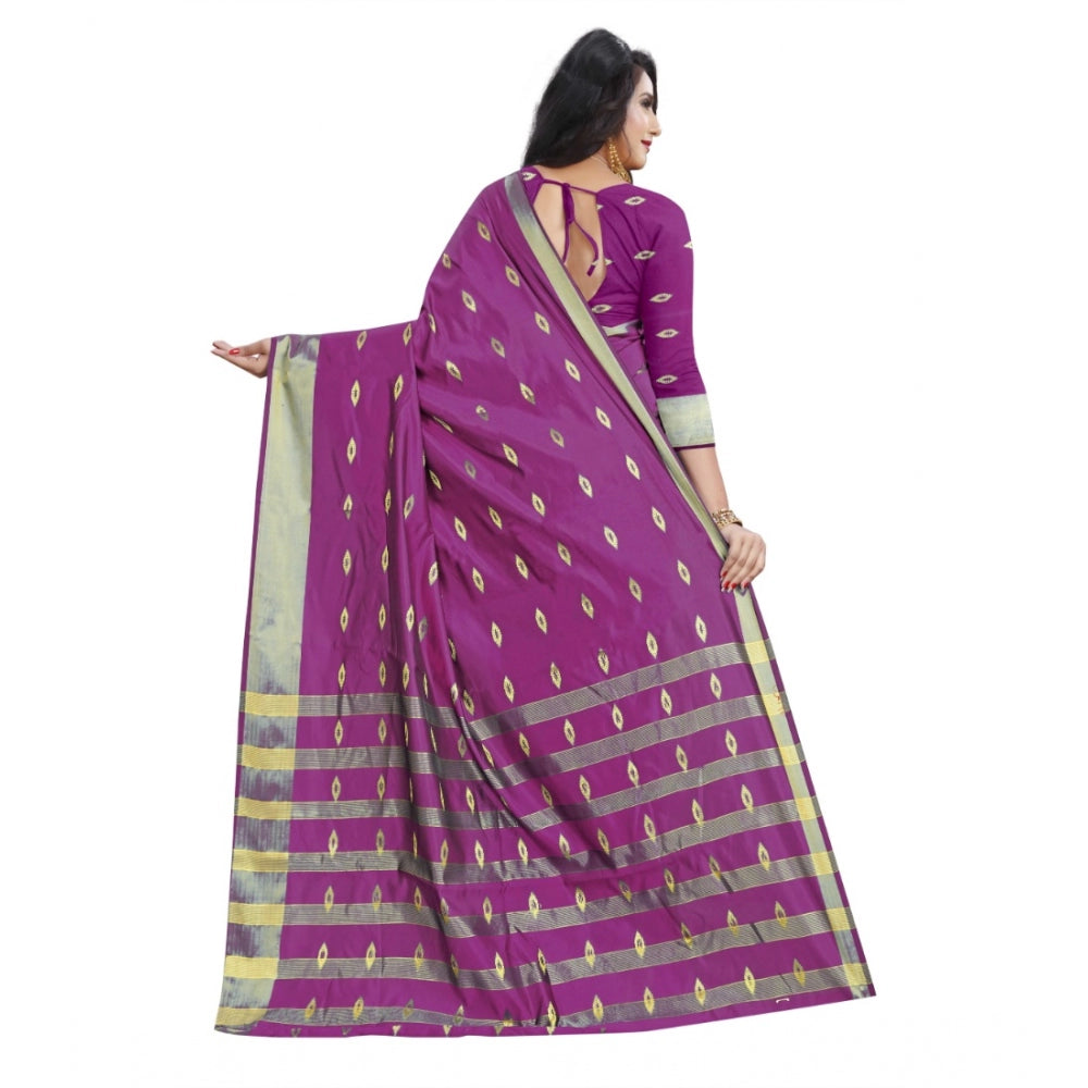Women'S Silk Blend Woven Saree With Unstitched Blouse 5.5Mtr (