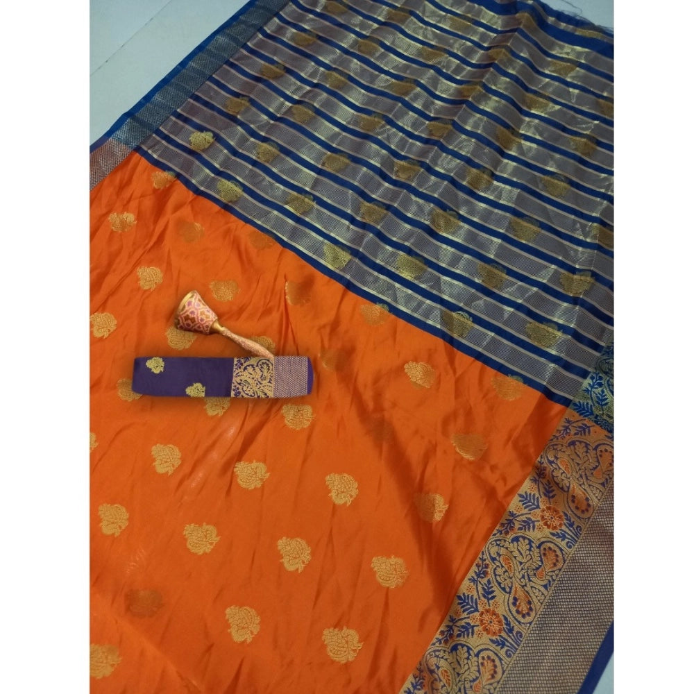 Women'S Silk Blend Woven Saree With Unstitched Blouse 5.5Mtr (