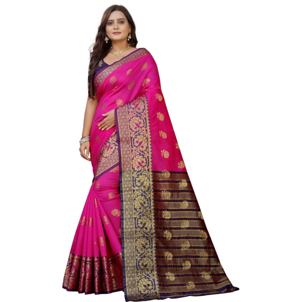 Women'S Silk Blend Woven Saree With Unstitched Blouse 5.5Mtr (
