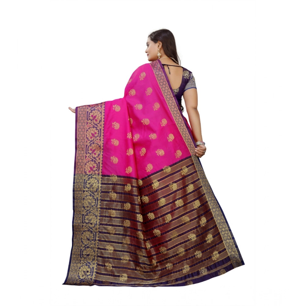 Women'S Silk Blend Woven Saree With Unstitched Blouse 5.5Mtr (