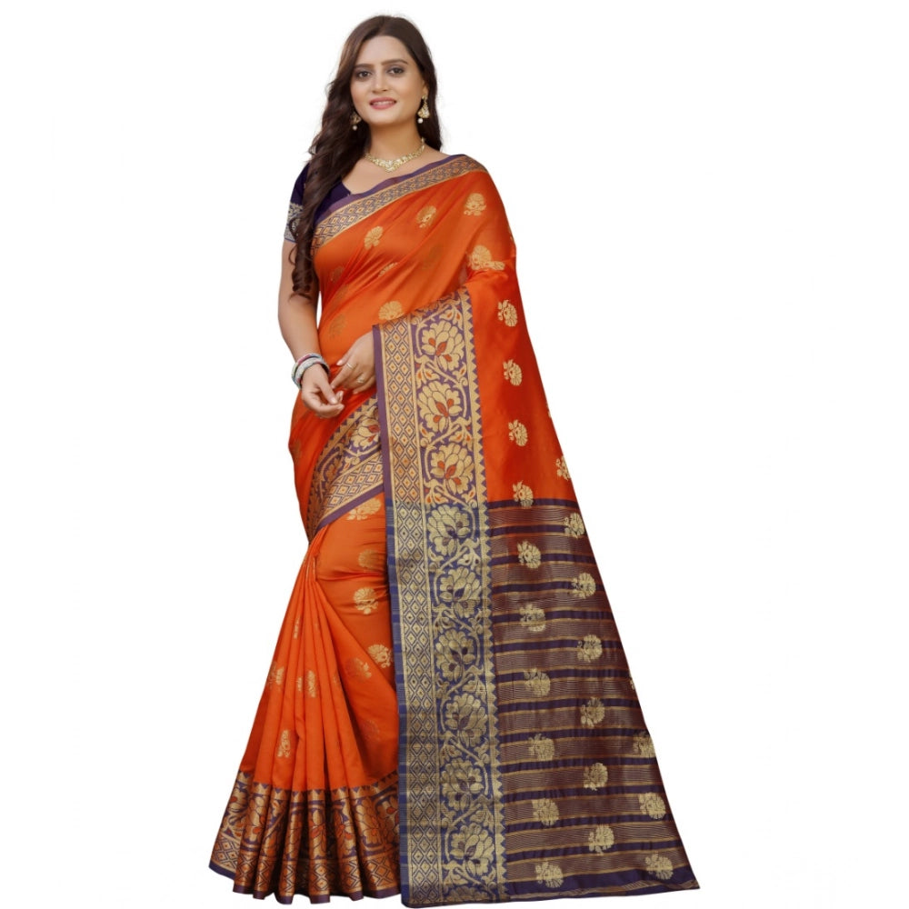 Women'S Silk Blend Woven Saree With Unstitched Blouse 5.5Mtr (