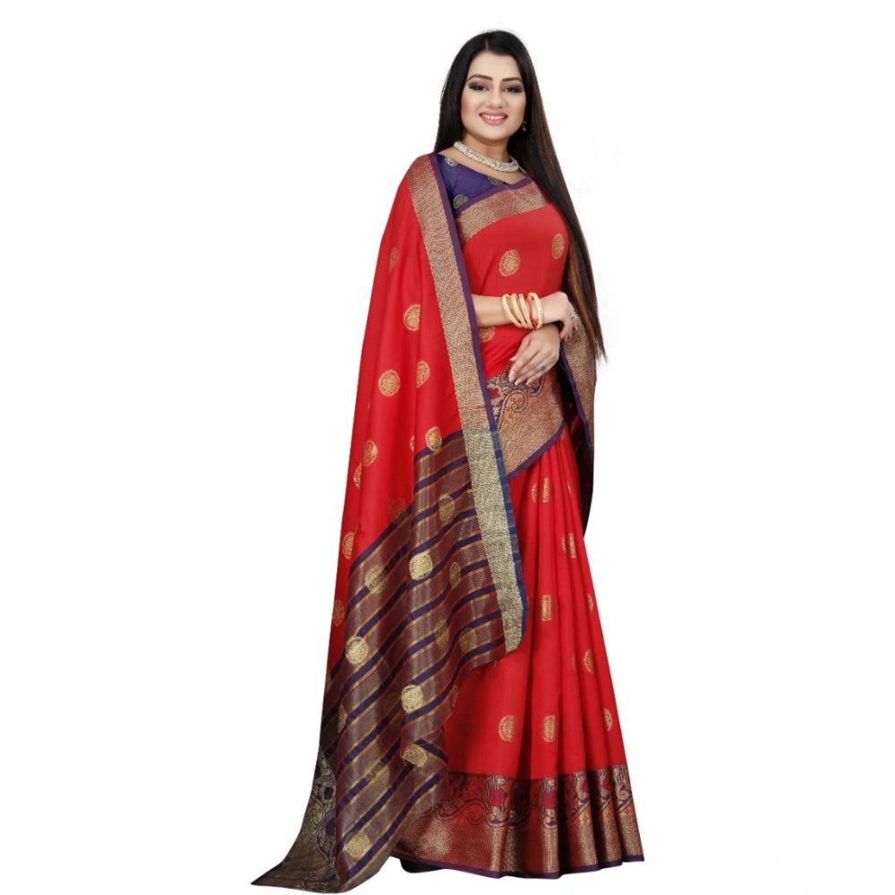 Women'S Silk Blend Woven Saree With Unstitched Blouse 5.5Mtr (