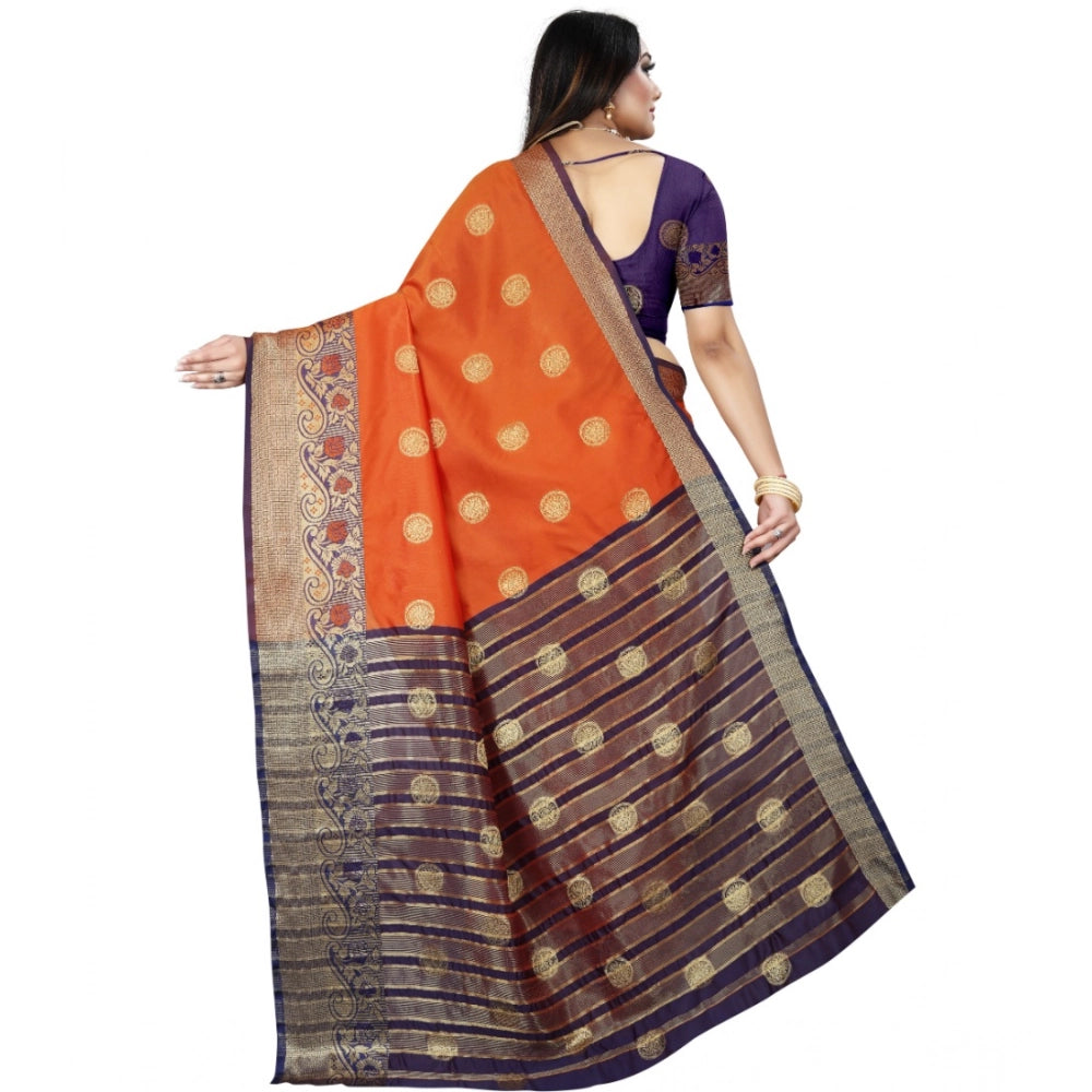 Women'S Silk Blend Woven Saree With Unstitched Blouse 5.5Mtr (