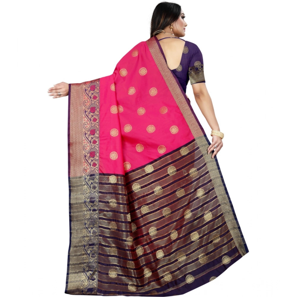 Women'S Silk Blend Woven Saree With Unstitched Blouse 5.5Mtr (