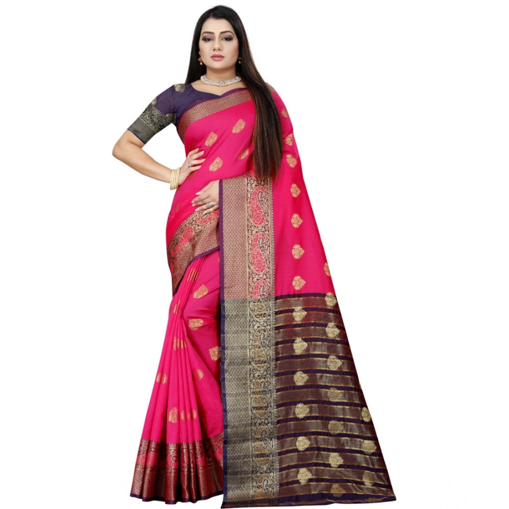 Women'S Silk Blend Woven Saree With Unstitched Blouse 5.5Mtr (