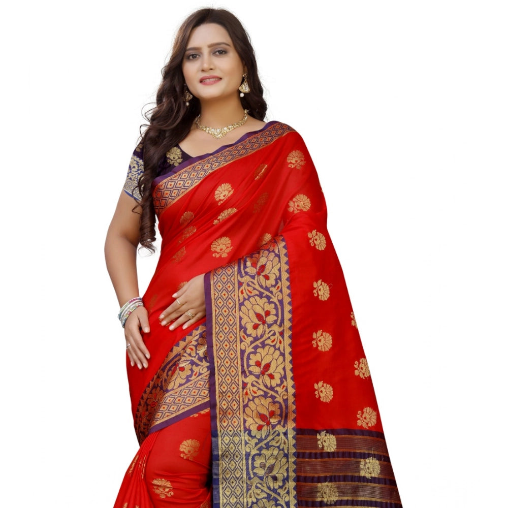 Women'S Silk Blend Woven Saree With Unstitched Blouse 5.5Mtr (