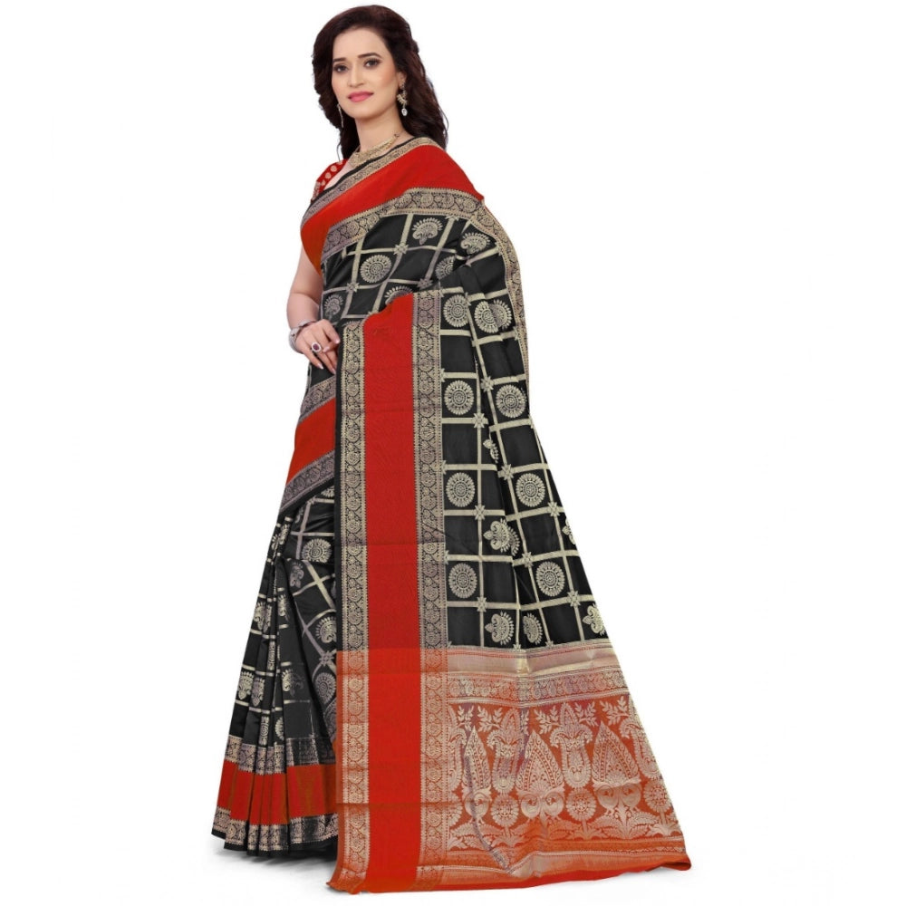 Women'S Jacquard Woven Saree With Unstitched Blouse 5.5Mtr (Re