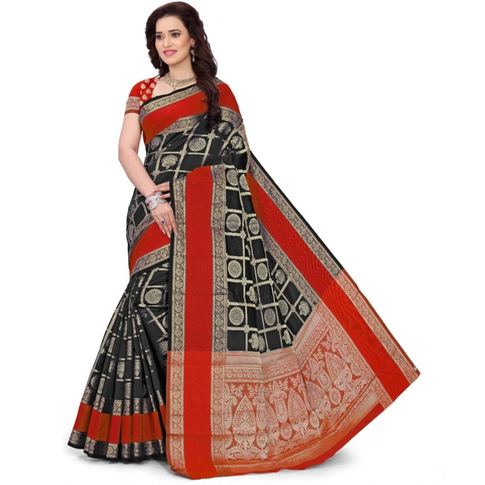 Women'S Jacquard Woven Saree With Unstitched Blouse 5.5Mtr (Re