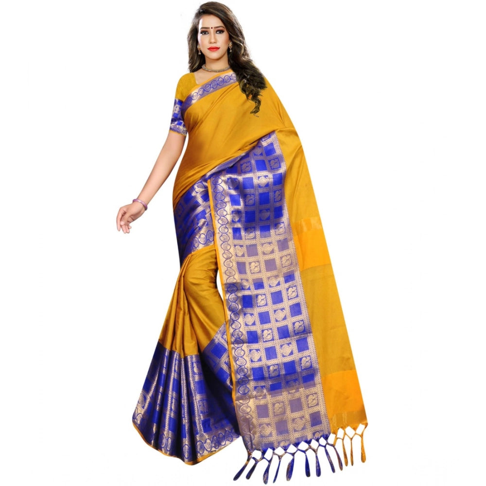 Women'S Jacquard Woven Saree With Unstitched Blouse 5.5Mtr (Mu
