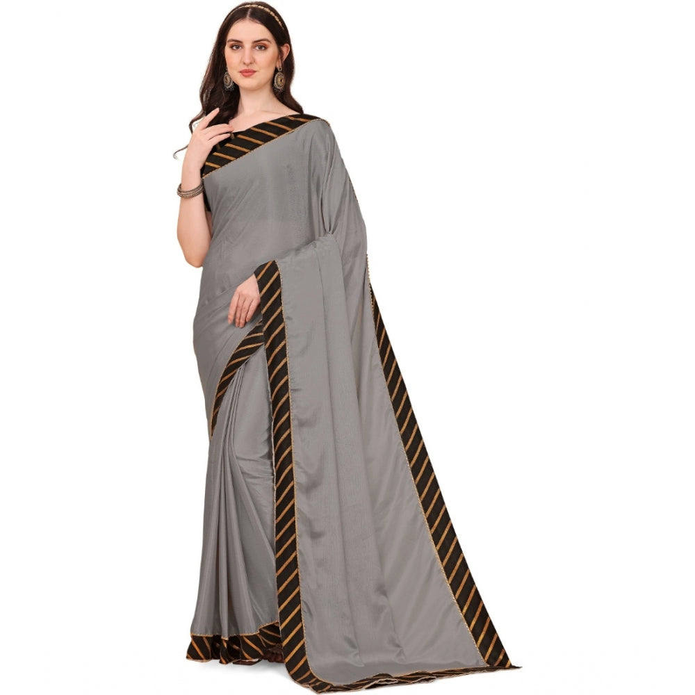 Women'S Chiffon Self Design Saree With Unstitched Blouse 5.5Mt