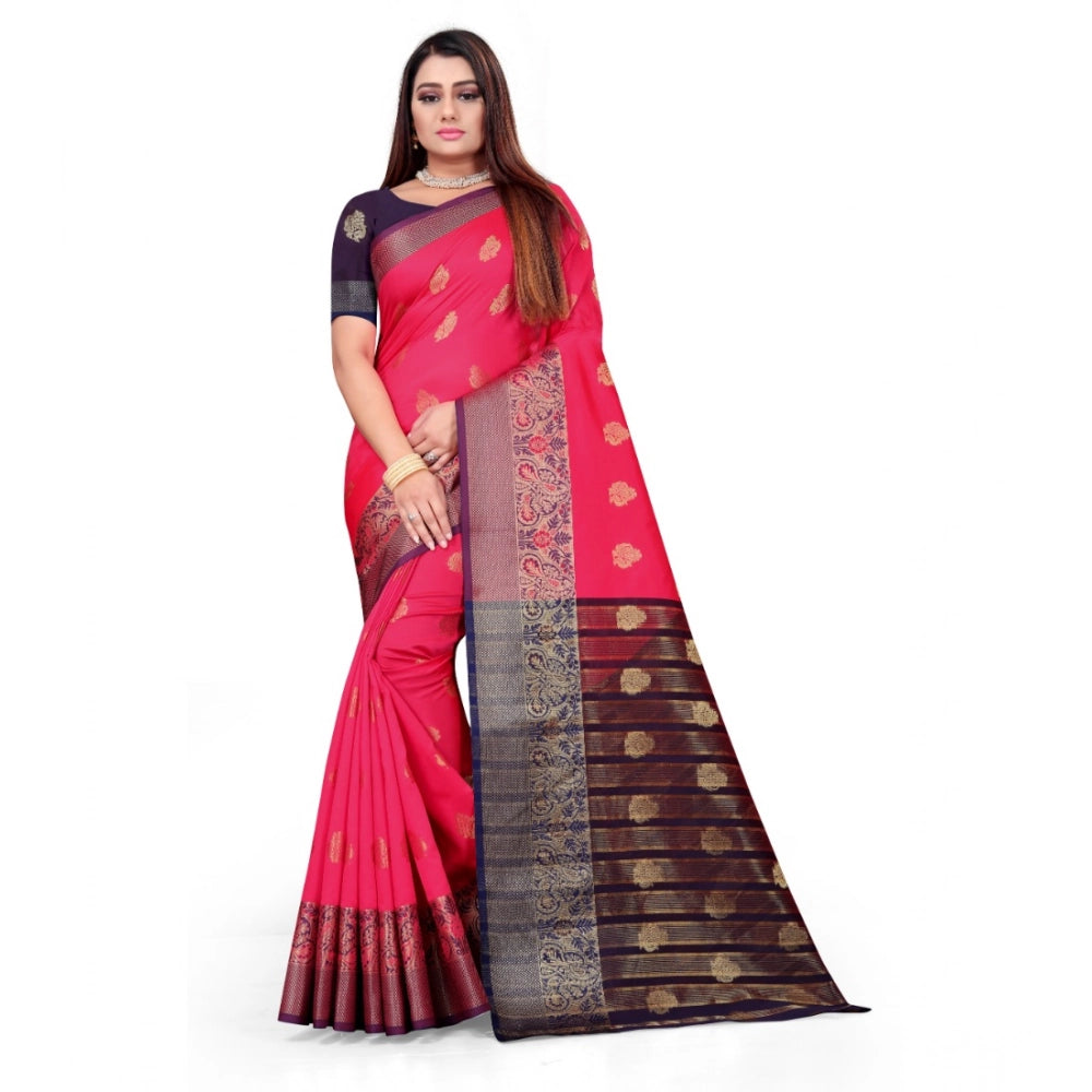 Women'S Silk Blend Woven Saree With Unstitched Blouse 5.5Mtr (