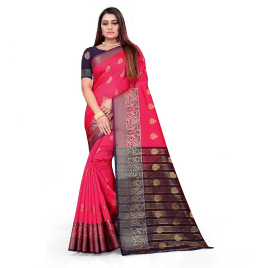 Women'S Silk Blend Woven Saree With Unstitched Blouse 5.5Mtr (