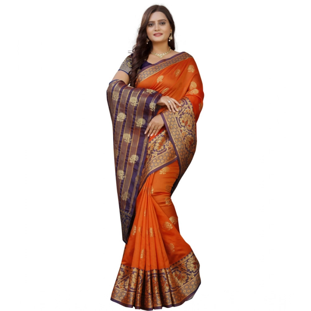 Women'S Silk Blend Woven Saree With Unstitched Blouse 5.5Mtr (