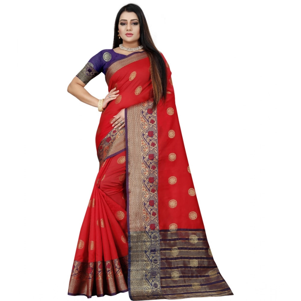 Women'S Silk Blend Woven Saree With Unstitched Blouse 5.5Mtr (