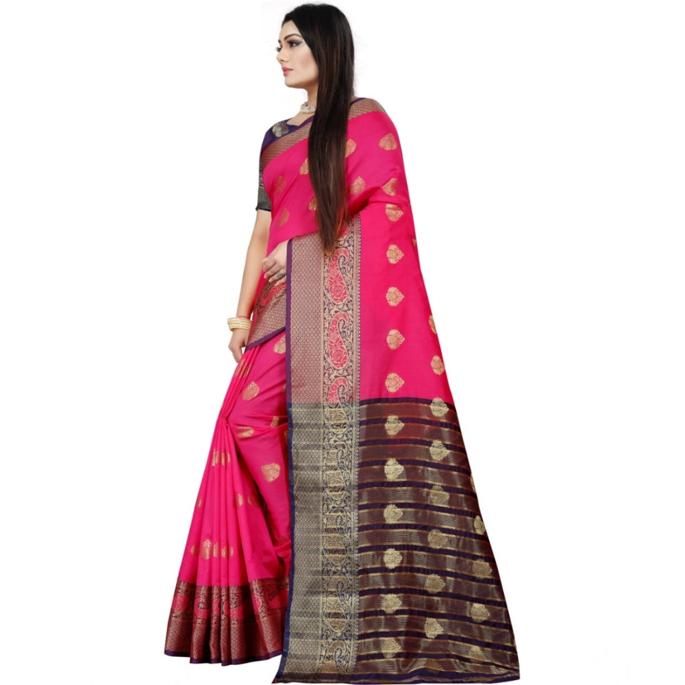 Women'S Silk Blend Woven Saree With Unstitched Blouse 5.5Mtr (