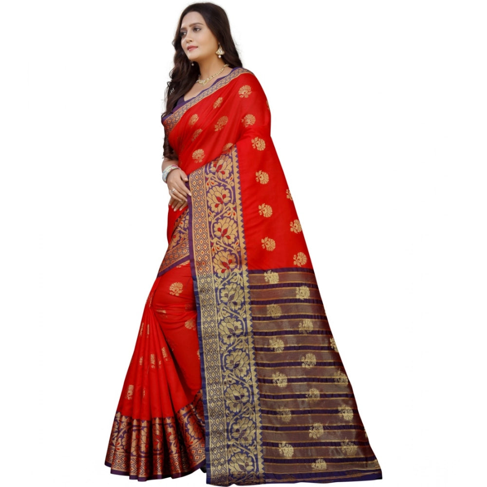 Women'S Silk Blend Woven Saree With Unstitched Blouse 5.5Mtr (