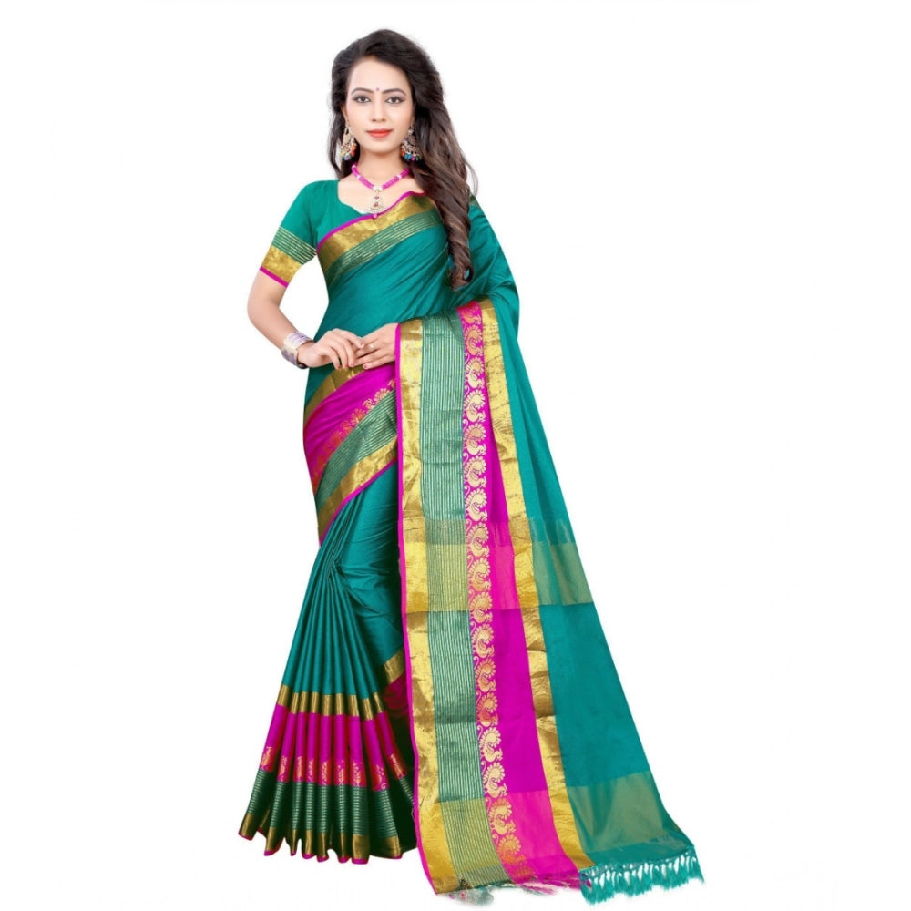 Women'S Jacquard Woven Saree With Unstitched Blouse 5.5Mtr (Da