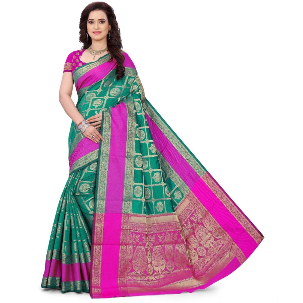 Women'S Jacquard Woven Saree With Unstitched Blouse 5.5Mtr (Li