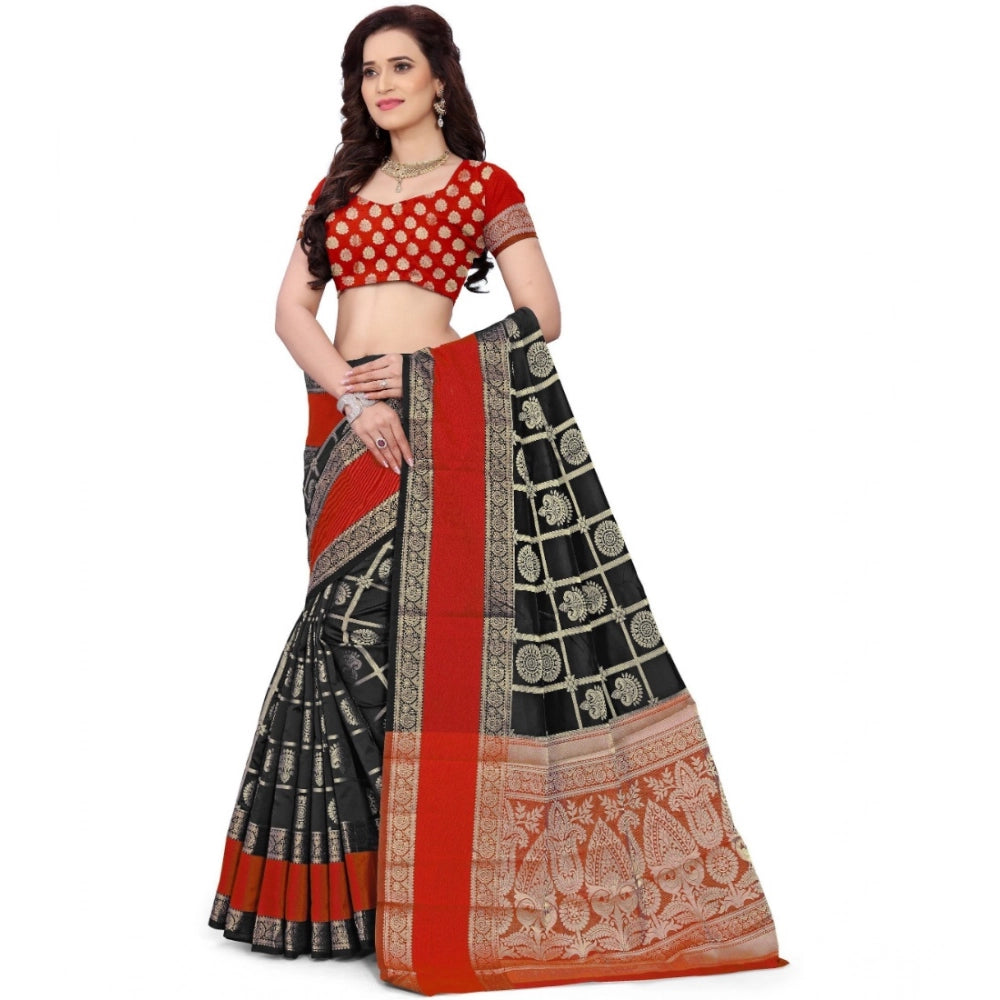 Women'S Jacquard Woven Saree With Unstitched Blouse 5.5Mtr (Re