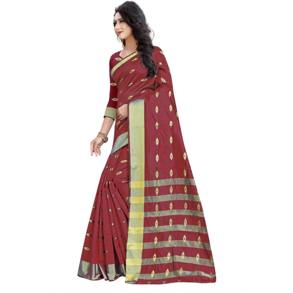 Women'S Silk Blend Woven Saree With Unstitched Blouse 5.5Mtr (