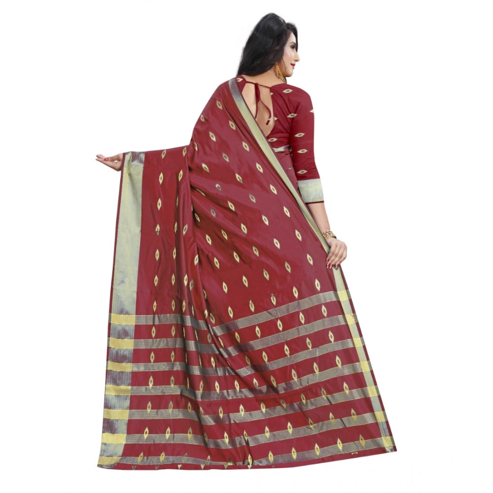 Women'S Silk Blend Woven Saree With Unstitched Blouse 5.5Mtr (