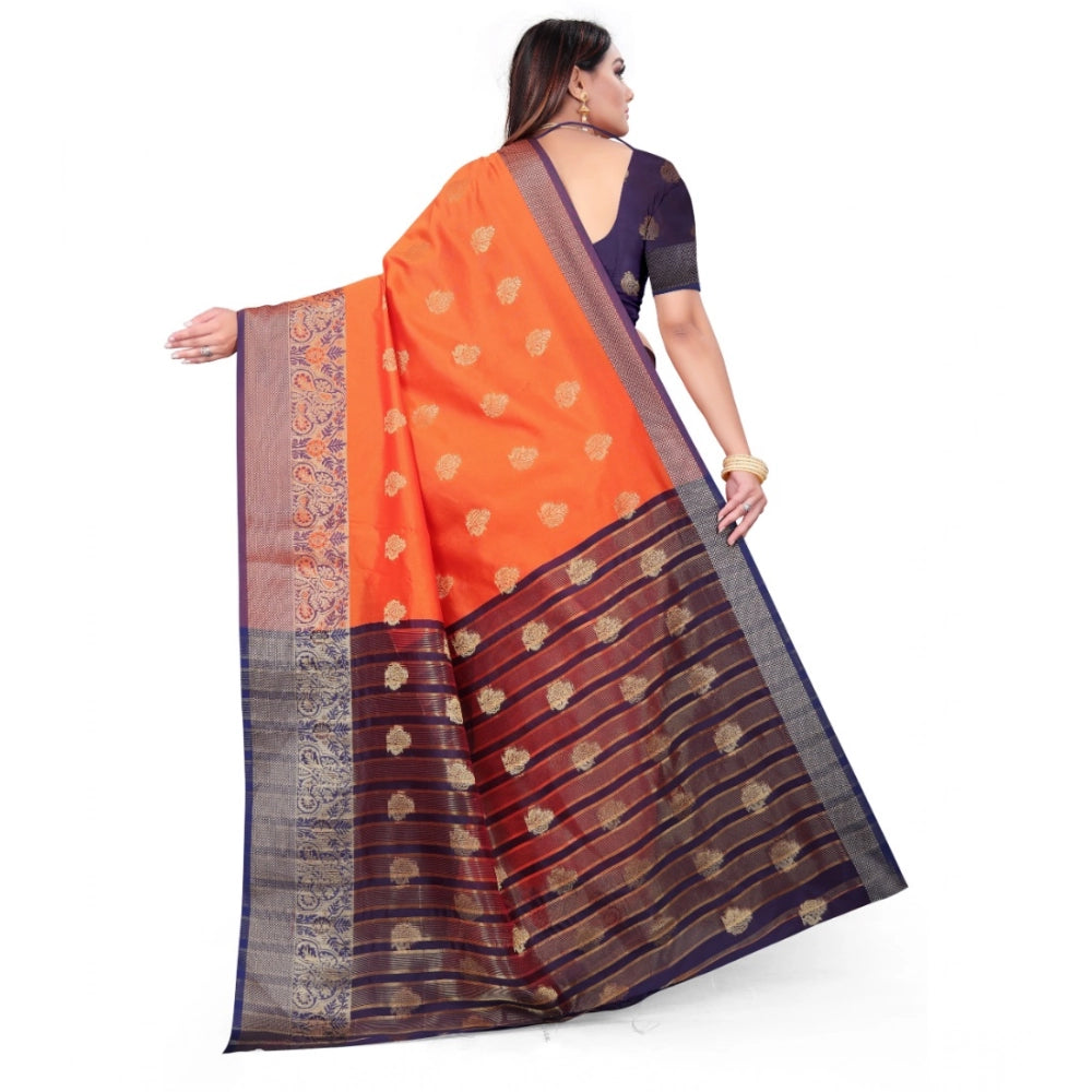 Women'S Silk Blend Woven Saree With Unstitched Blouse 5.5Mtr (
